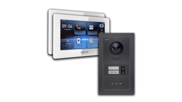 GOLIATH Hybrid IP Türsprechanlage Anthrazit | 2 Familie | 2x7"Monitor | Unterputz