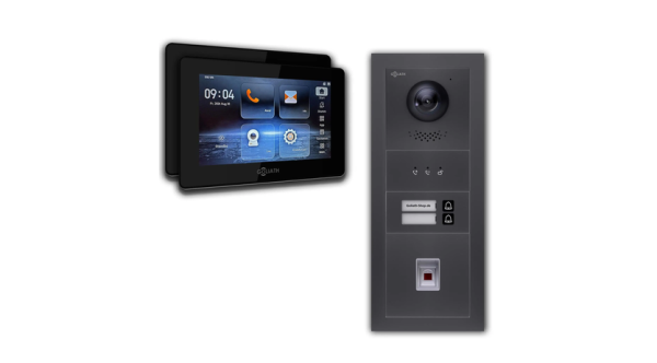 GOLIATH Hybrid IP Video-Türsprechanlage | 2 Fam. | 2x7"schwarz Monitor | Fingerprint