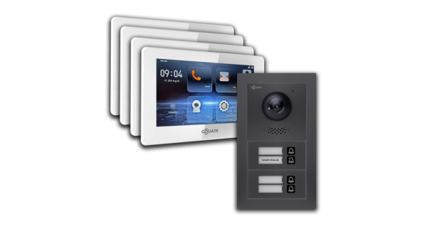 GOLIATH Hybrid IP Türsprechanlage Anthrazit | 5 Familie | 5x7"Monitor | Unterputz