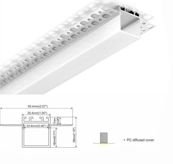 LED Alu-Profil 2m inkl. Blende Einbauprofil für Trockenbau