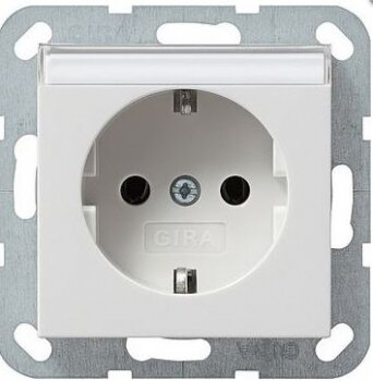 Gira 045703 System 55 SCHUKO-Steckdose mit Beschriftungsfeld reinweiss glänzend