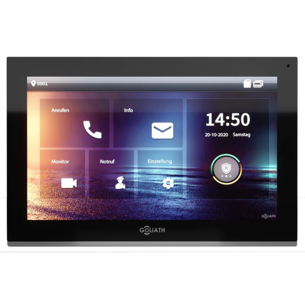 GOLIATH Hybrid IP Video Türsprechanlage | 10 Zoll HD Monitor | Smartphone App | 8GB + PoE | Schwarz