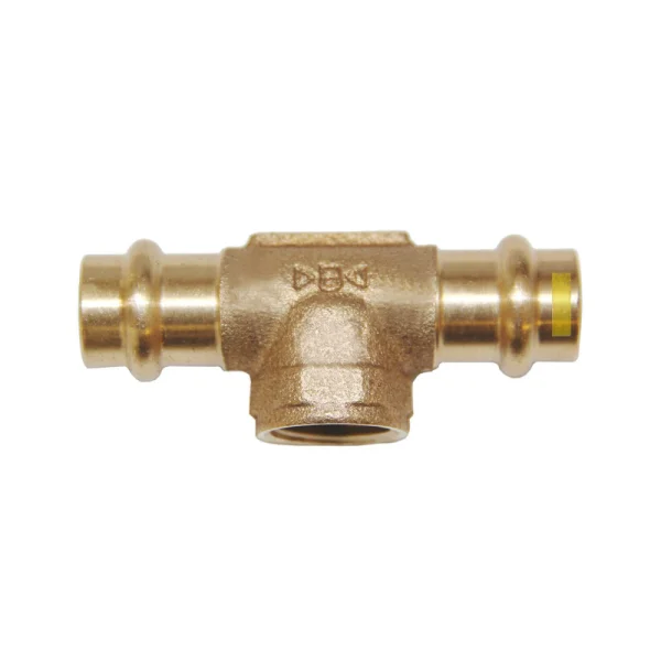 GAS Rotguss Pressfitting T-Stück 15mm x 1/2" x 15mm IG