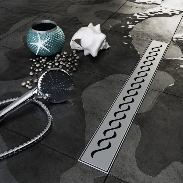 Duschrinne mit Siphon Boden- und Duschablauf Kurze Wellen30 cm