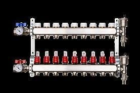 13-er Heizkreisverteiler/Systemverteiler mit Kugelabsperrventile, Entlüftungsventile, Bypass-Ventile, Ablufthähne