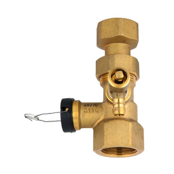 Kappenventil 1", inkl. Entleerungsventil, Messing-blank