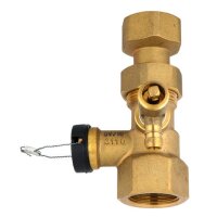 Kappenventil 1", inkl. Entleerungsventil, Messing-blank