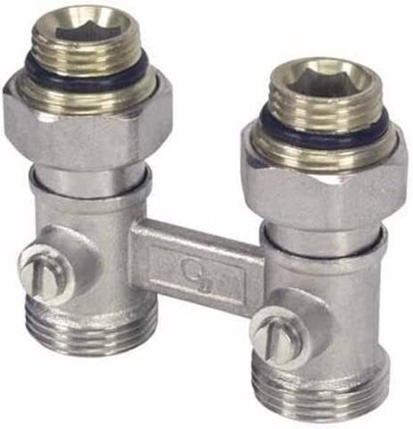 Zweirohr-Hahnblock Durchgangsf. DN15 (1/2") AG x DN20 (3/4") AG