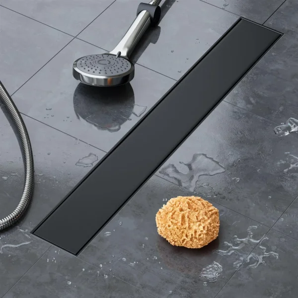 Duschrinne mit Siphon Ablaufrinne Bodenablauf Duschablauf 70 cm Randablauf Schwarzf