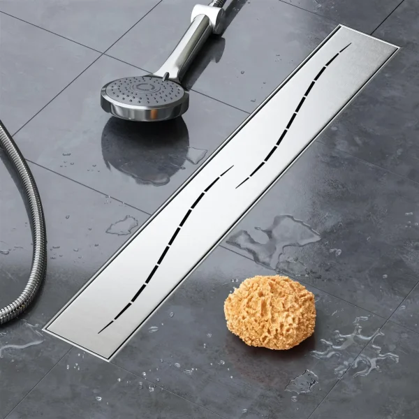 Duschrinne mit Siphon Boden- und Duschablauf Welle 150 cm