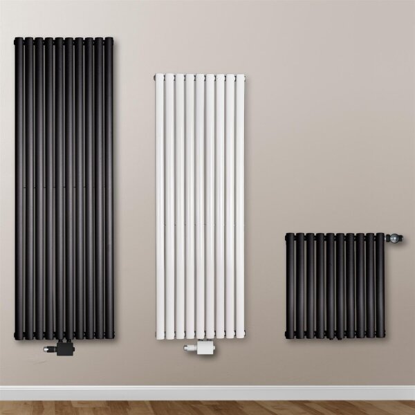 Paneelheizkörper, Mittelanschluss und Seitenanschluss, Einlagig Schwarz,600 x 600 mm