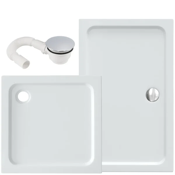 Duschwanne, 80 x 80 x 5 cm - mit Ablaufgarnitur
