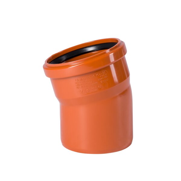 Bogen KG DN 200 15 Grad PVC-U orange mit SBR L-Dichtring