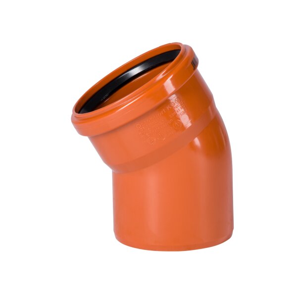 Bogen KG DN 125 30 Grad PVC-U orange mit SBR L-Dichtring