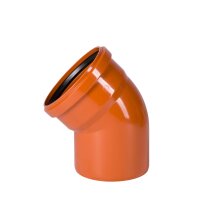 Bogen KG DN 125 45 Grad PVC-U orange mit SBR L-Dichtring