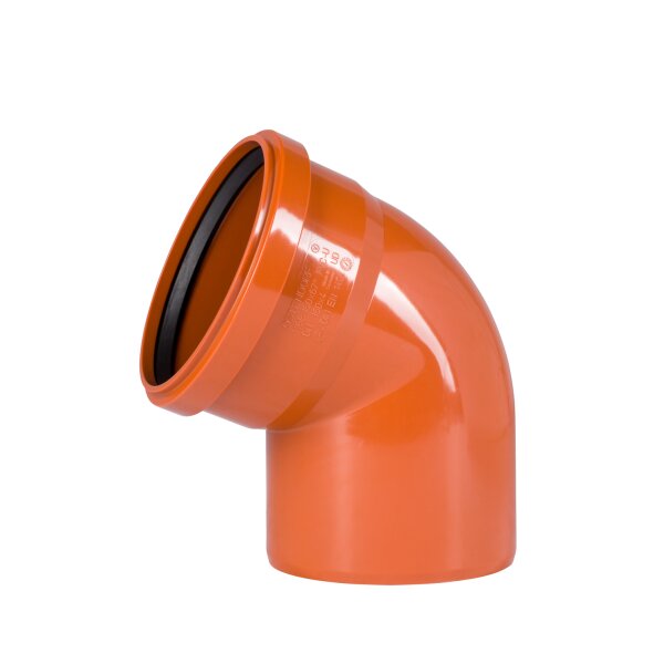 Bogen KG DN 125 67 Grad PVC-U orange mit SBR L-Dichtring