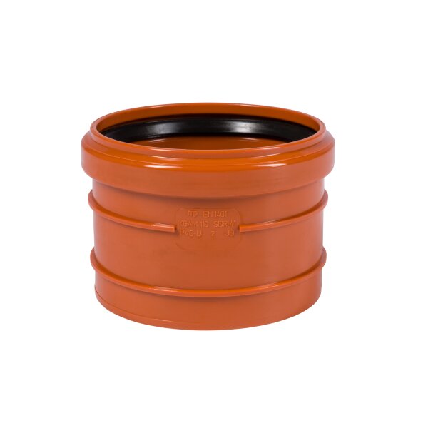 Einzelmuffe KG DN 100 PVC-U orange mit SBR L-Dichtring