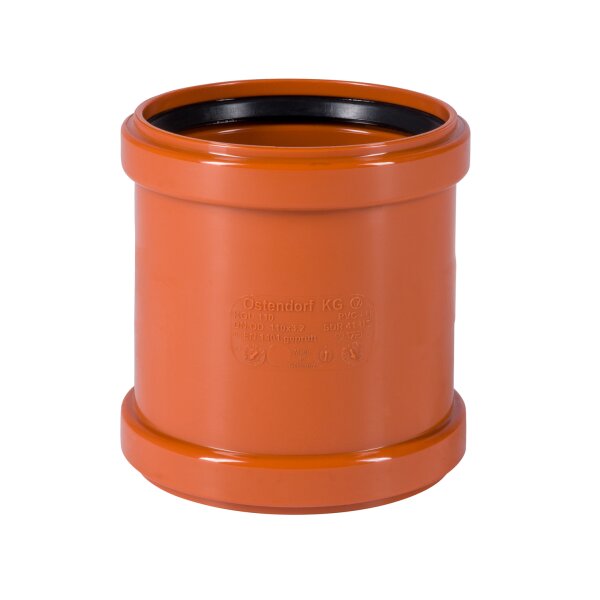 Überschiebmuffe KG DN 100 PVC-U orange mit SBR L-Dichtring