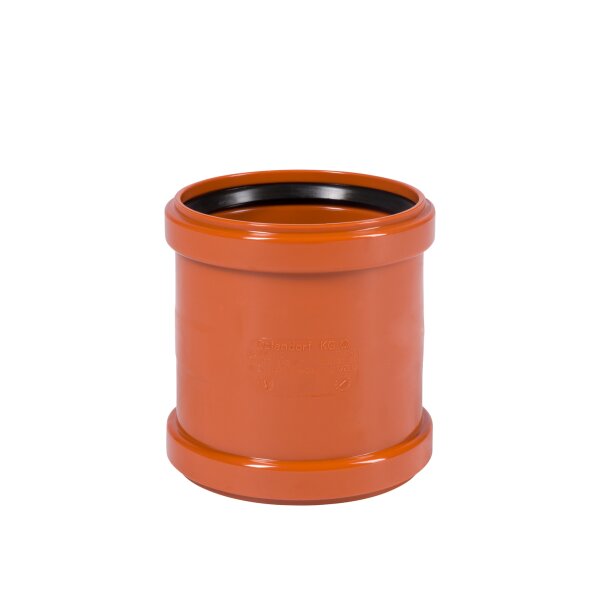 Doppelmuffe KG DN 100 PVC-U orange mit SBR L-Dichtring