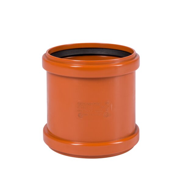 Doppelmuffe KG DN 125 PVC-U orange mit SBR L-Dichtring